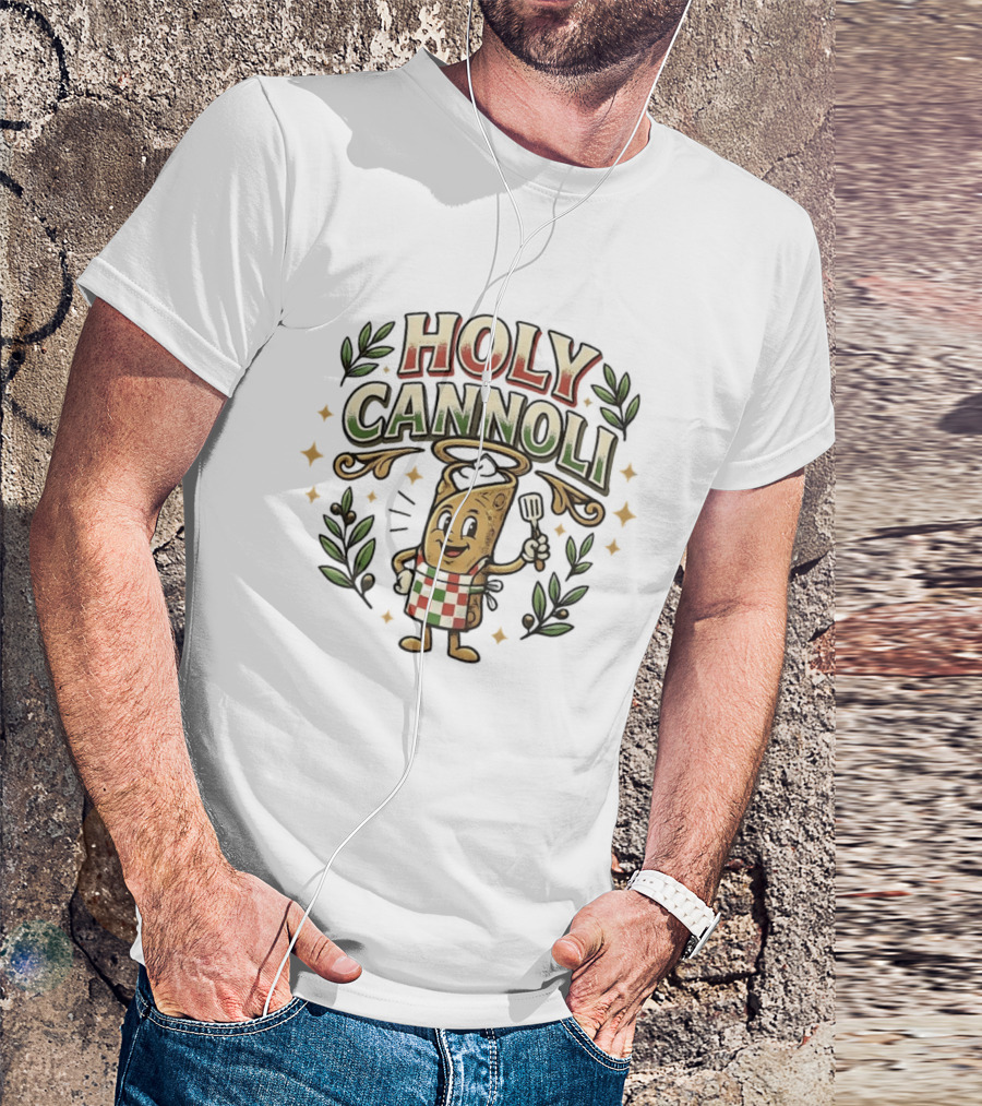 Holy Cannoli Cartoon Cannolo Chef Italian Food Fun T-Shirt