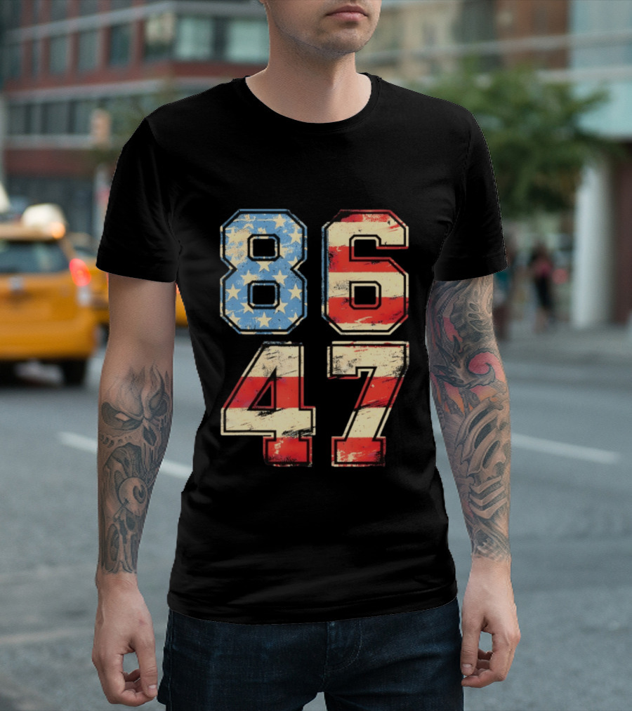 Anti ICE Subtle FDT Democrat 8647 American Flag Numbers T-Shirt