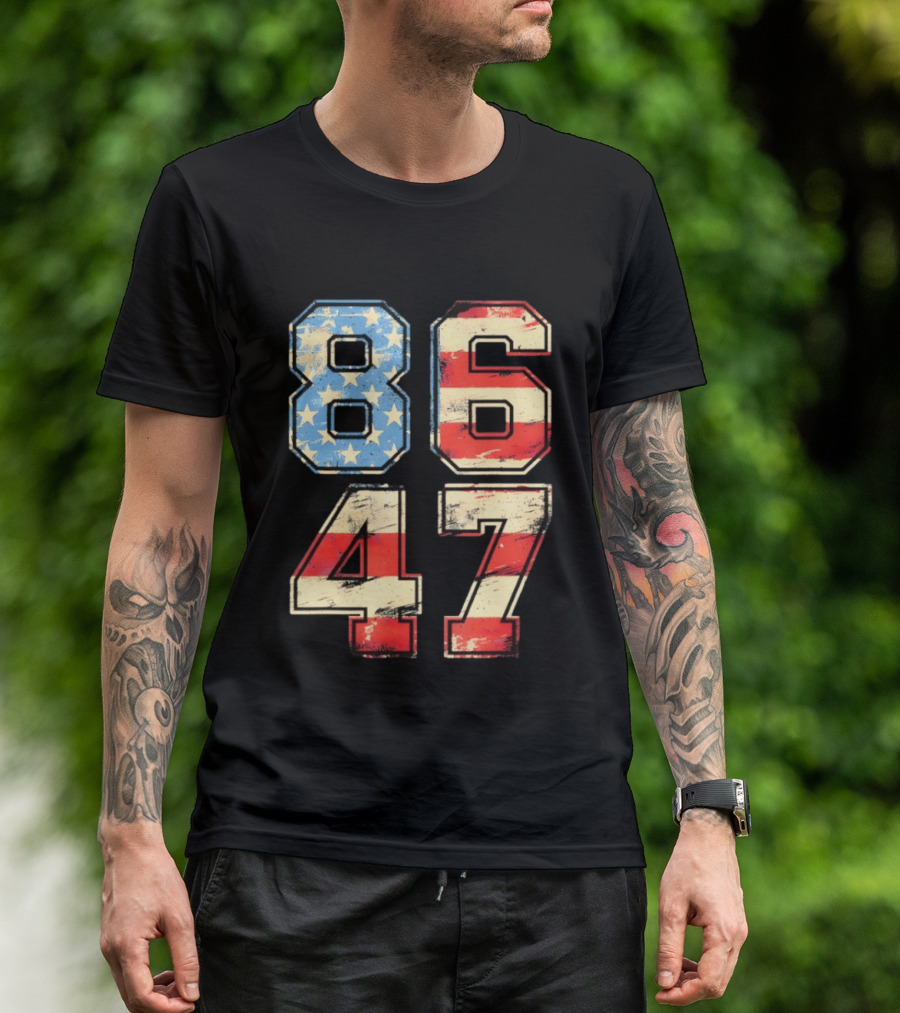 Anti ICE Subtle FDT Democrat 8647 American Flag Numbers T-Shirt