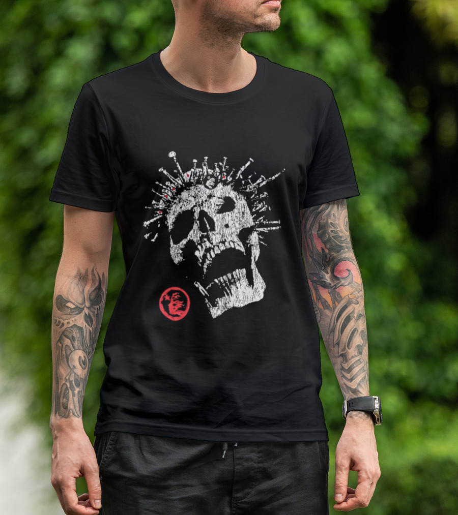 Screaming Skull Punk Spikes Flaming Face Unleashed Fury 2026 Collection Distressed T-Shirt