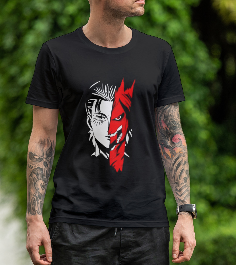 Eren Yeager Attack Titan Split Face The Rumbling 2026 Anime Manga T-Shirt
