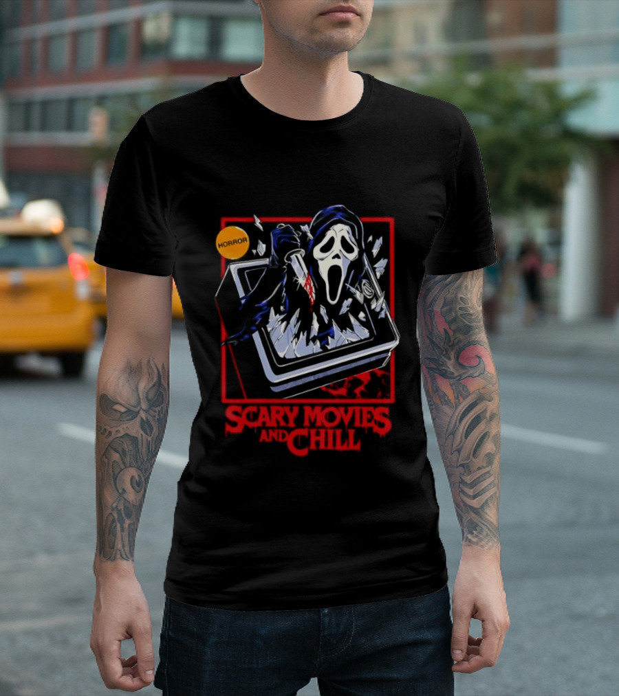 Ghostface Scream Horror Movie Breaking TV Scary Movies And Chill 2026 T-Shirt