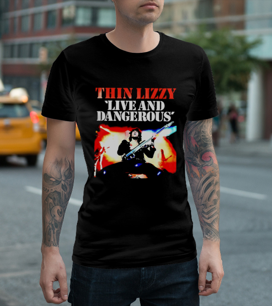Thin Lizzy Live And Dangerous Cover Classic Rock Band Album T-Shirt