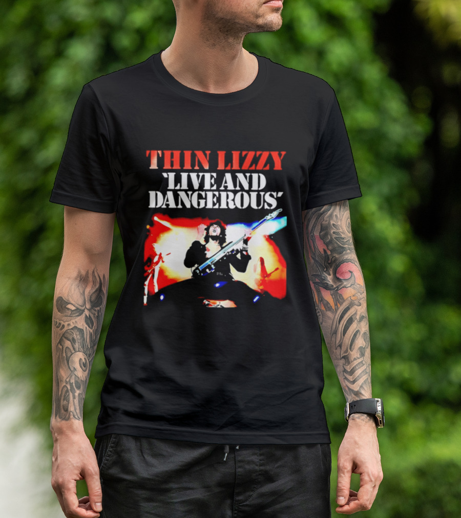 Thin Lizzy Live And Dangerous Cover Classic Rock Band Album T-Shirt