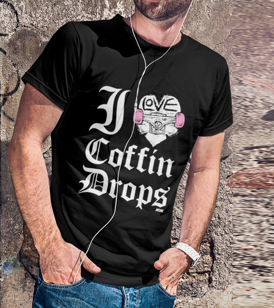 I Love Coffin Drops Aew Skateboard Heart Pink Gloves T-Shirt