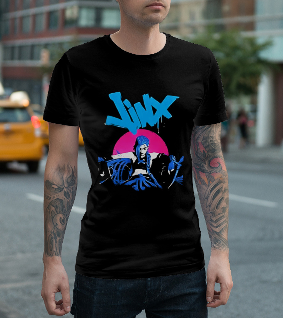 Jinx Blue Hair Graffiti Unleashed Power Arcane League Of Legends 2026 Season 2 Anticipation T-Shirt