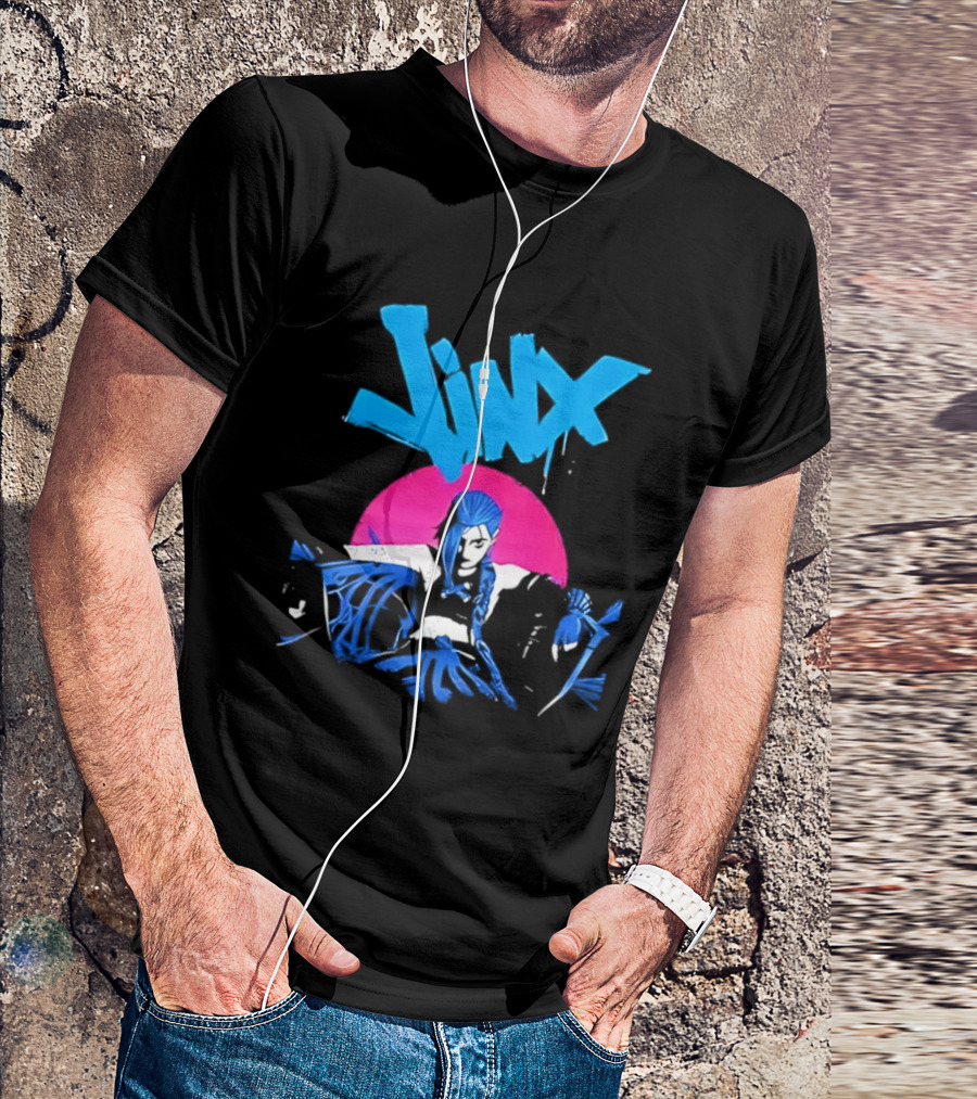 Jinx Blue Hair Graffiti Unleashed Power Arcane League Of Legends 2026 Season 2 Anticipation T-Shirt
