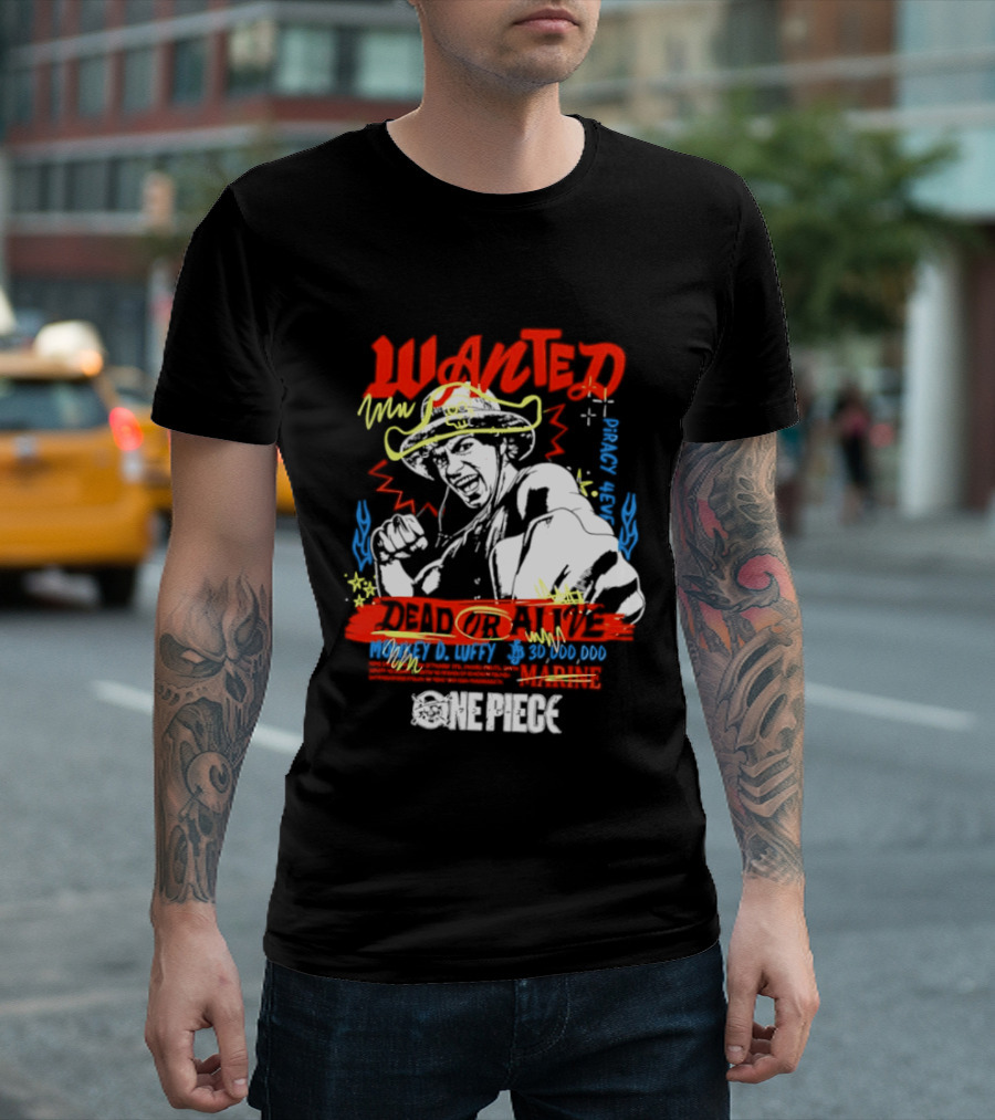 One Piece Monkey D. Luffy Wanted Dead Or Alive 30 Million Berries Bounty Straw Hat Pirate 2026 T-Shirt