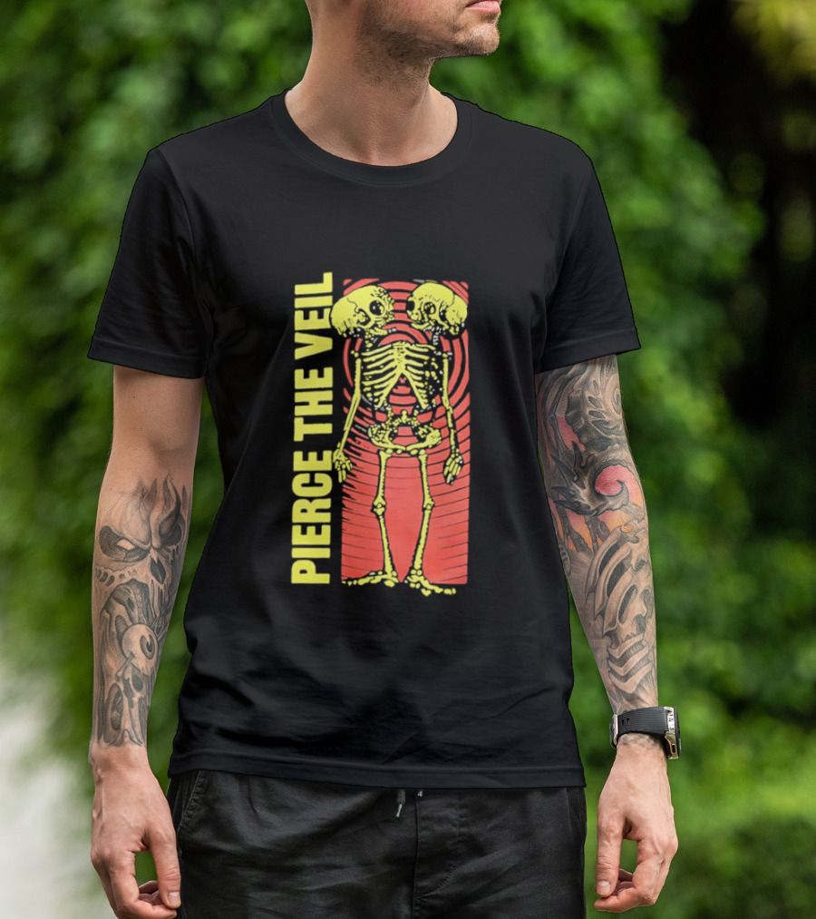 Pierce The Veil Two Headed Skeleton Red Target 2026 T-Shirt