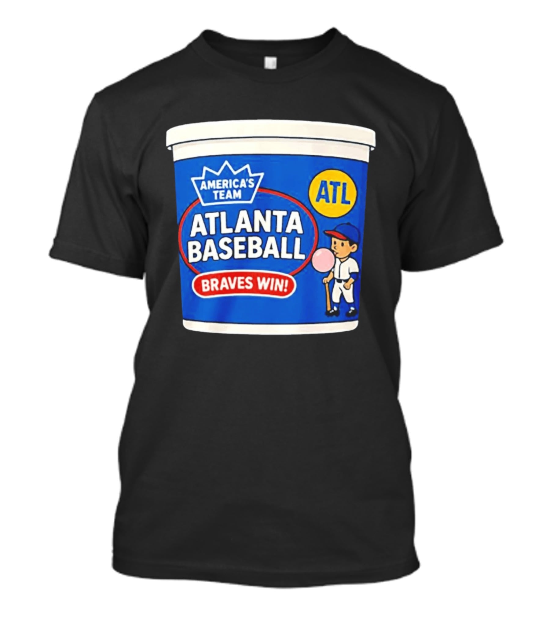 Braves Win America's Team Atlanta Baseball ATL Bubble Gum Crown T-Shirt