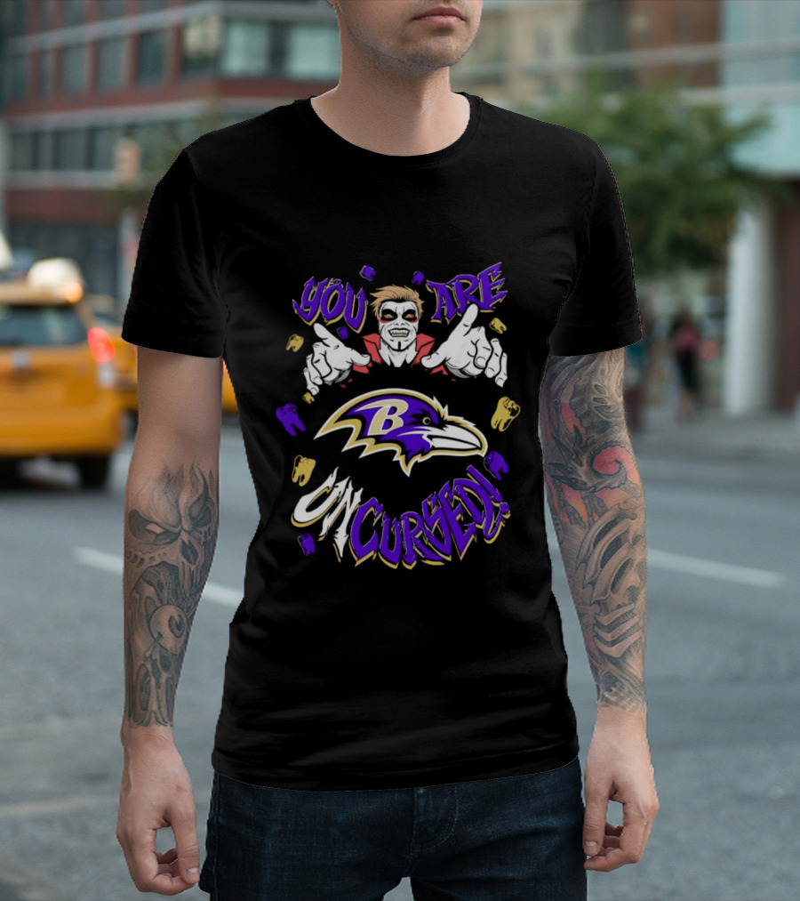 WWE Danhausen Baltimore Ravens Vampire Halloween You Are On Cursed T-Shirt