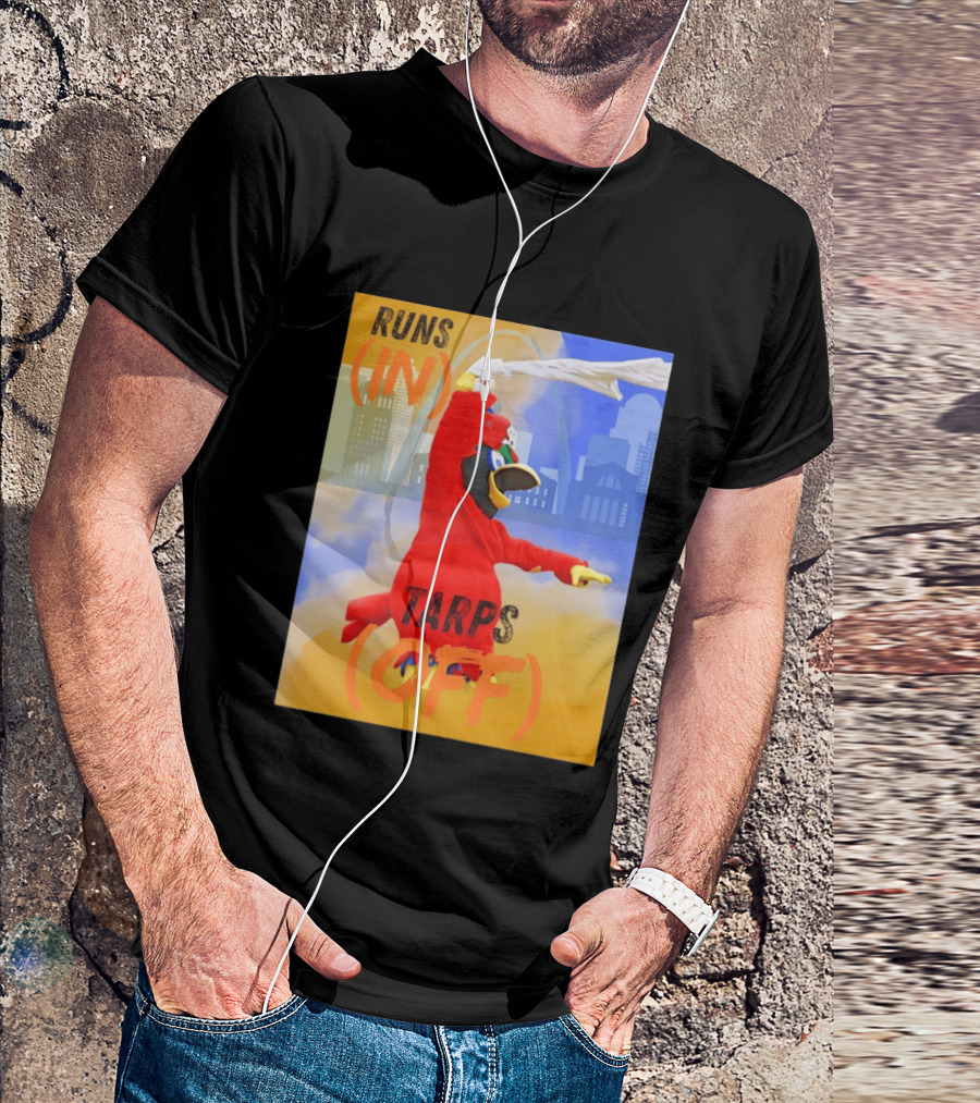 Fredbird Runs In Tarps Off St. Louis Skyline T-Shirt