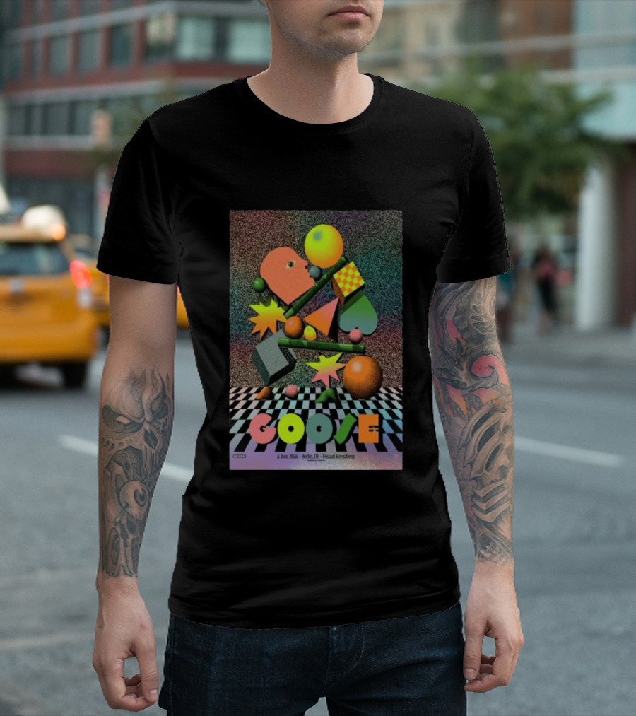 Goose 3 Juni 2026 Berlin Deutschland Festsaal Kreuzberg 3D Geometric Shapes Checkerboard T-Shirt