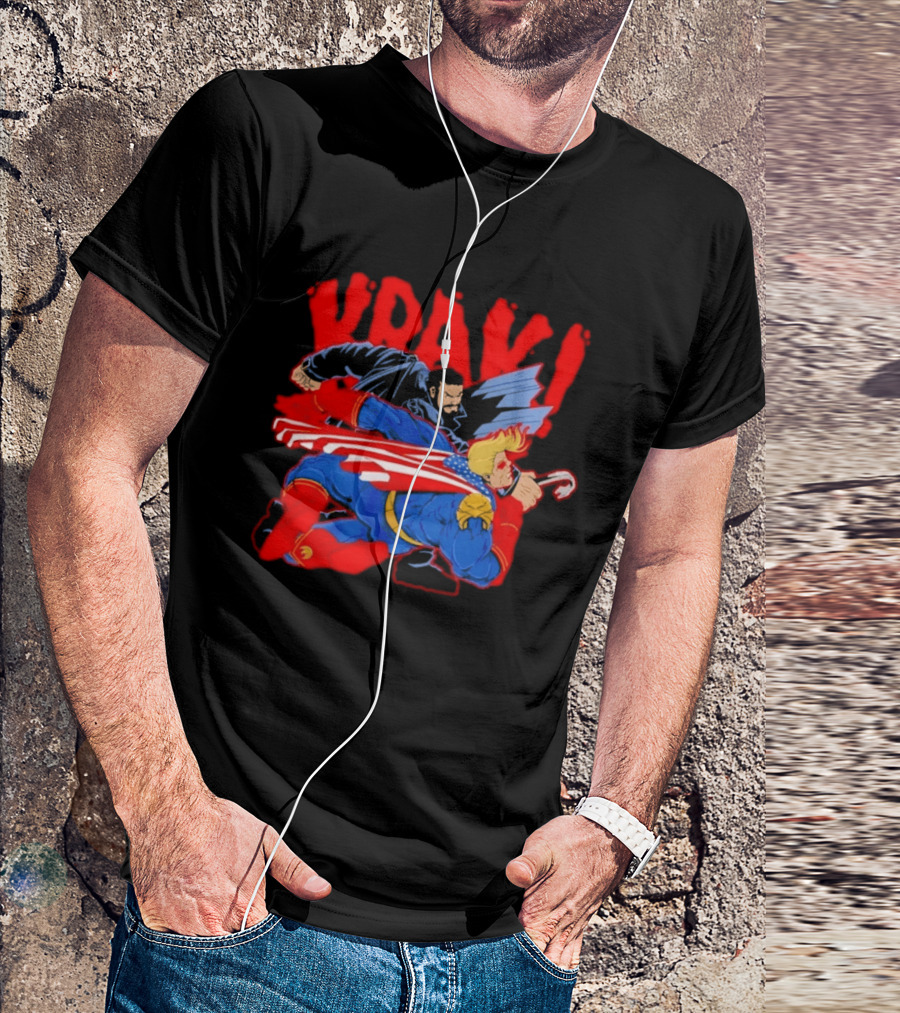 Billy Butcher Punching Homelander VRAK Comic Style Showdown T-Shirt
