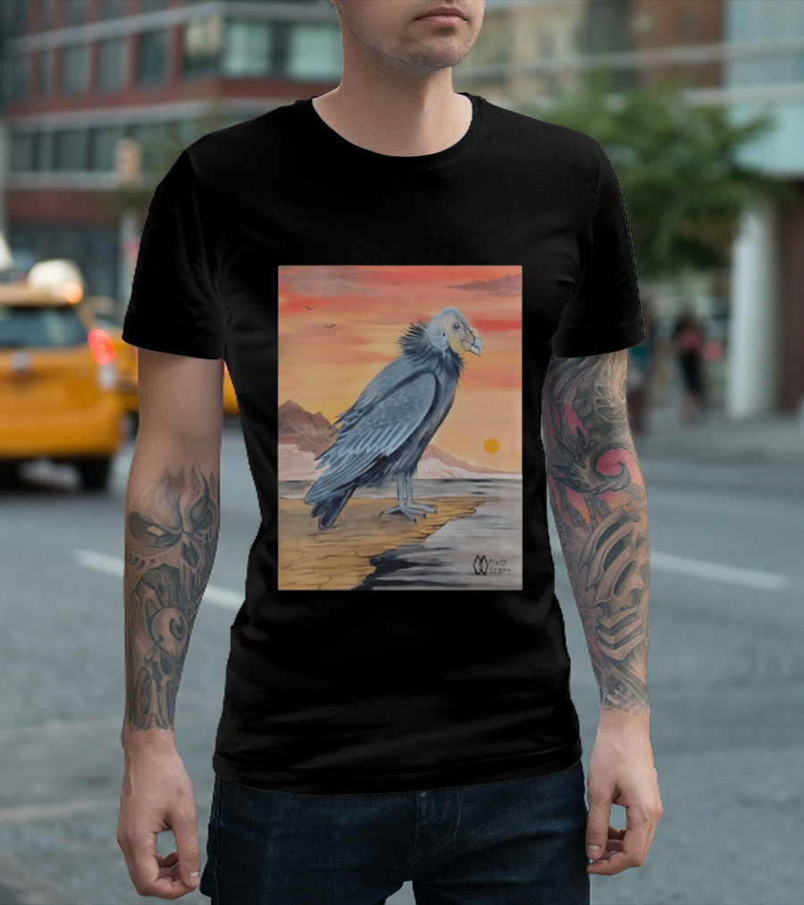 California Condor On Cliff Matt Starr Sunset Scene T-Shirt