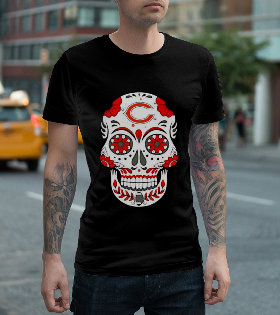 Chicago Bears Dia De Los Muertos Sugar Skull C T-Shirt