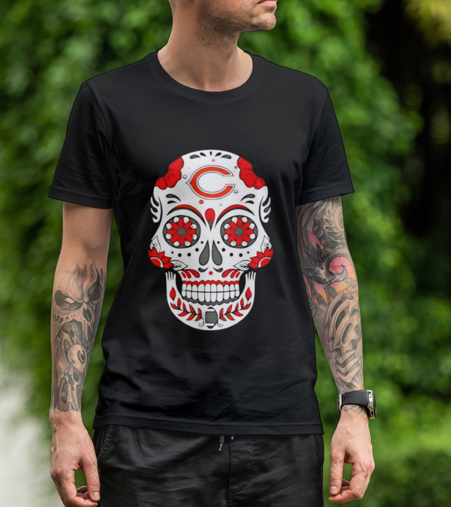 Chicago Bears Dia De Los Muertos Sugar Skull C T-Shirt