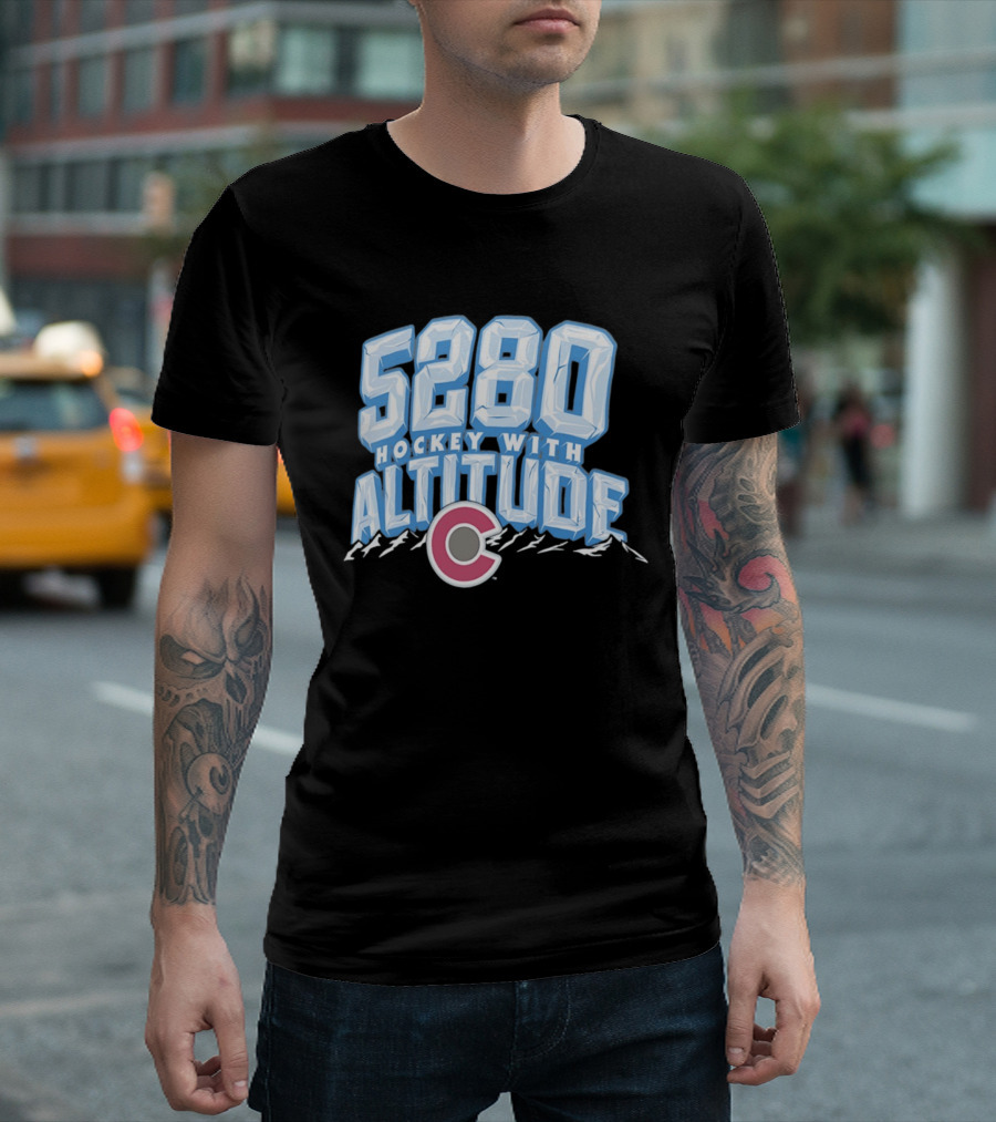 Hockey With Altitude 5280 Colorado Avalanche Ice Mountains T-Shirt