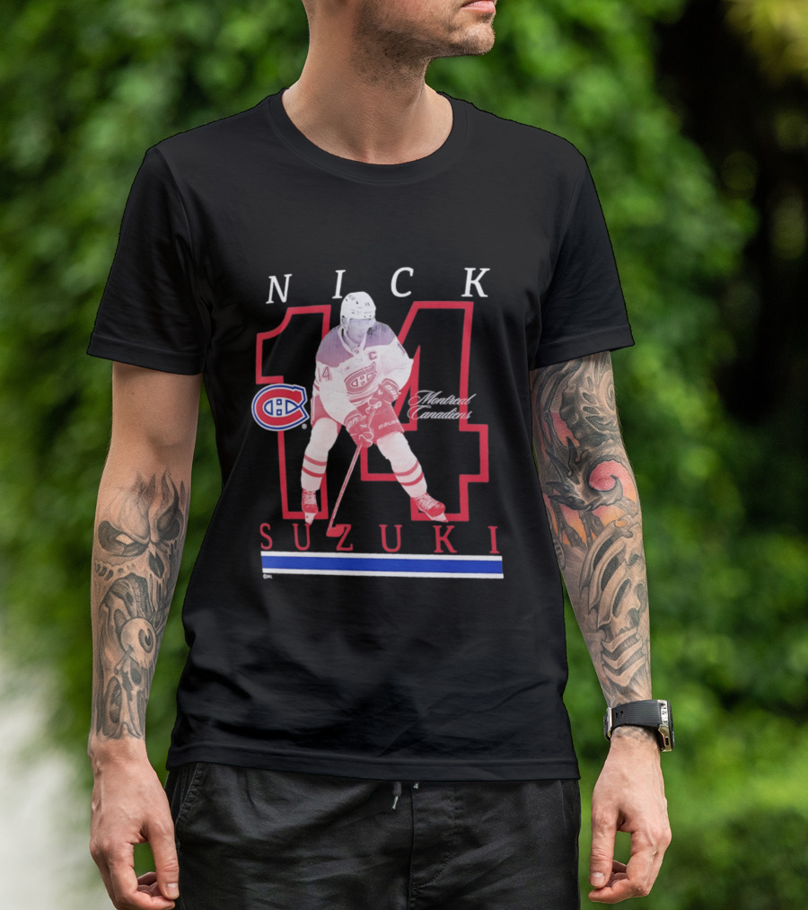 Nick Suzuki 14 Montreal Canadiens Captain Hockey T-Shirt