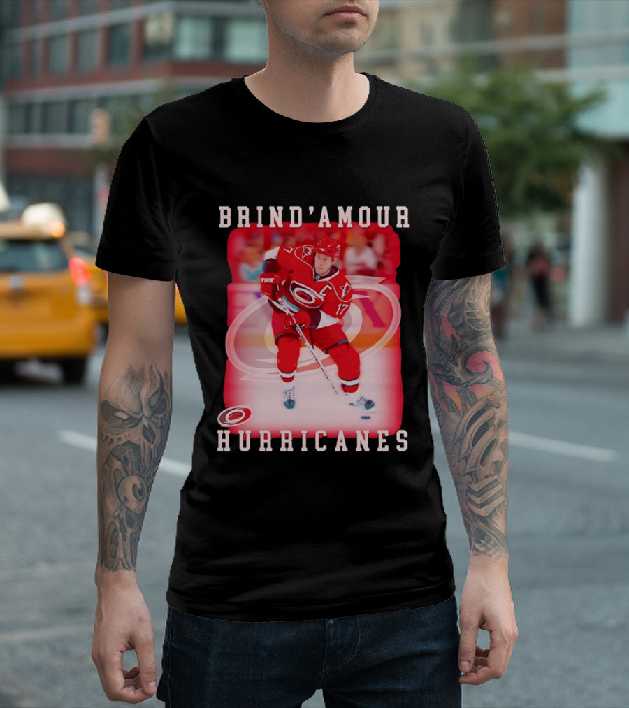 Brind'Amour Hurricanes Number 17 Captain Hockey Player T-Shirt