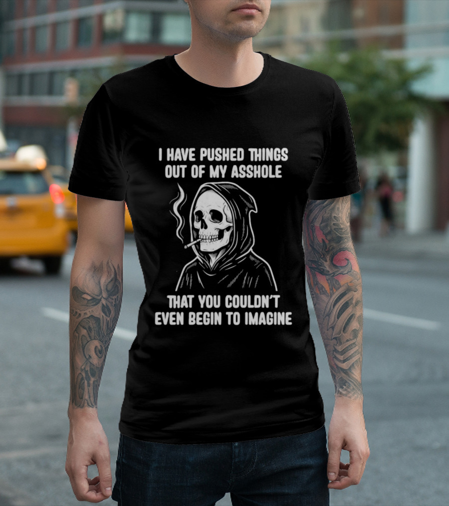 Skeleton Grim Reaper Smoking Dark Humor Sarcastic T-Shirt