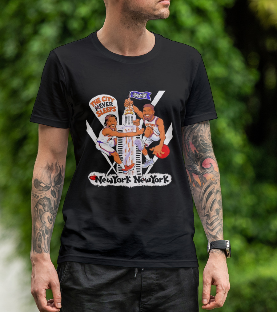 New York Knicks Jalen Brunson Josh Hart The City Never Sleeps Skyscraper Energy T-Shirt