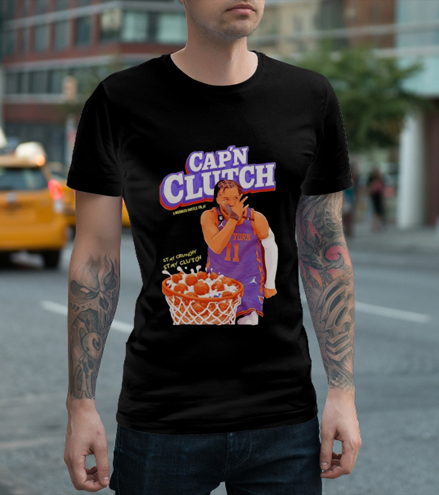 New York Knicks Jalen Brunson Capn Clutch Basketball Cereal Stay Crunchy T-Shirt