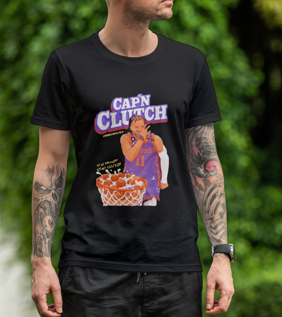 New York Knicks Jalen Brunson Capn Clutch Basketball Cereal Stay Crunchy T-Shirt