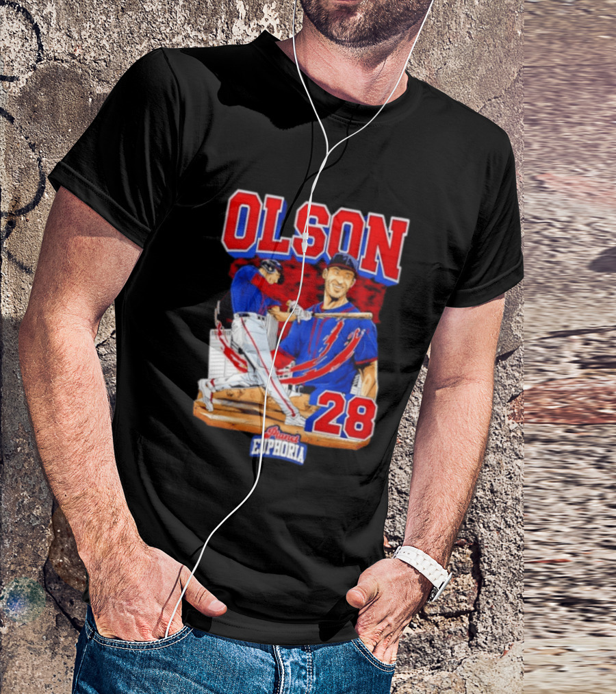 Matt Olson 28 Planet Euphoria Braves Baseball Comic Swing T-Shirt