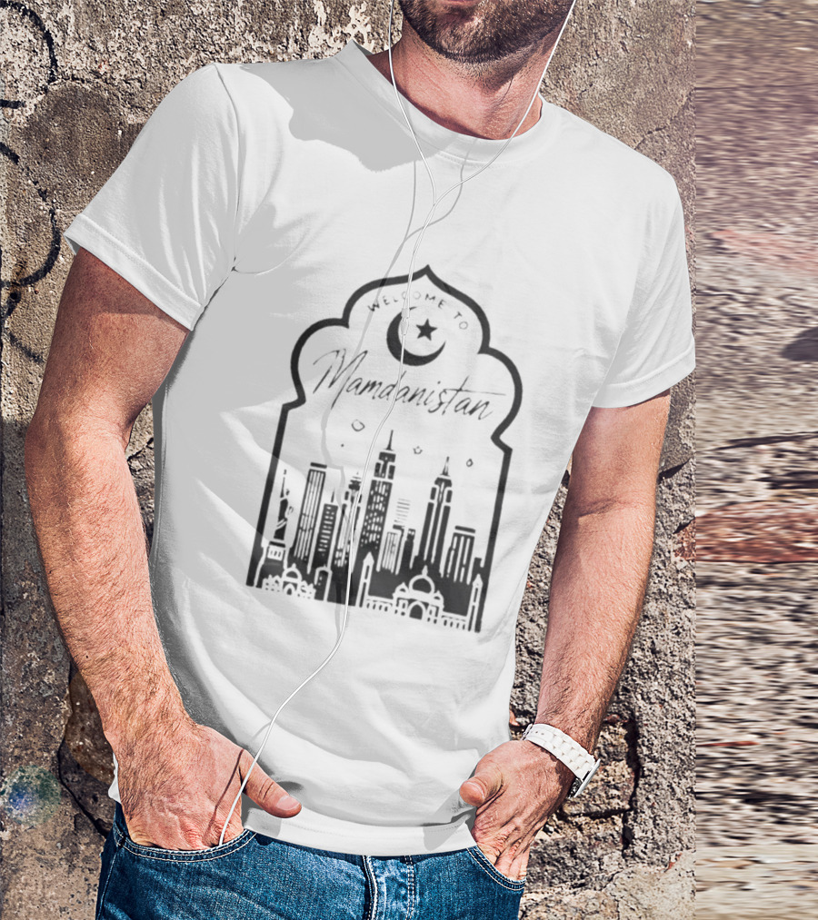 Welcome To Mamdanistan 2026 Back Skyline Crescent Star T-Shirt