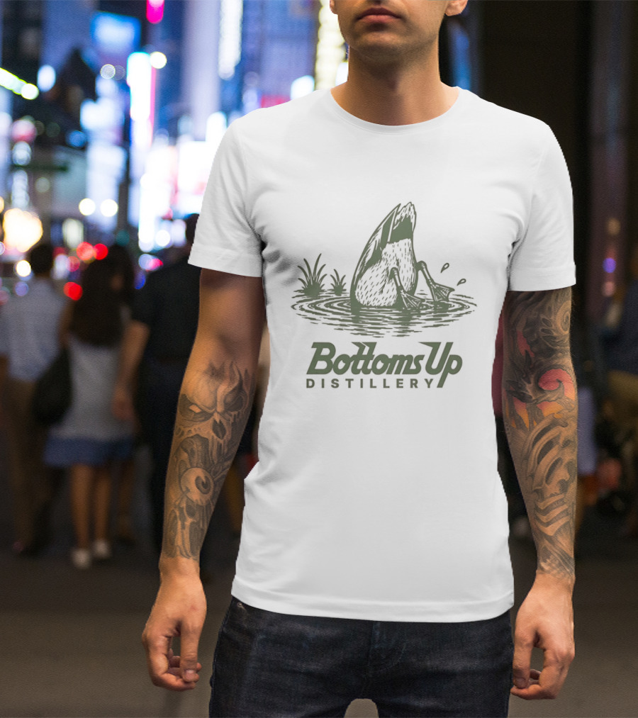 Bottoms Up Distillery Duck Diving Distinctive Spirits T-Shirt