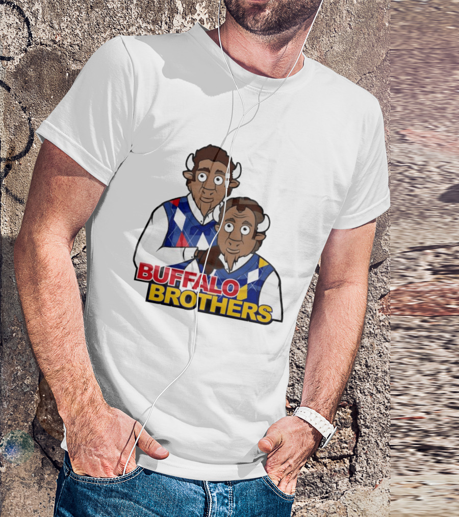 Buffalo Brothers Bison Characters Cartoon Duo T-Shirt