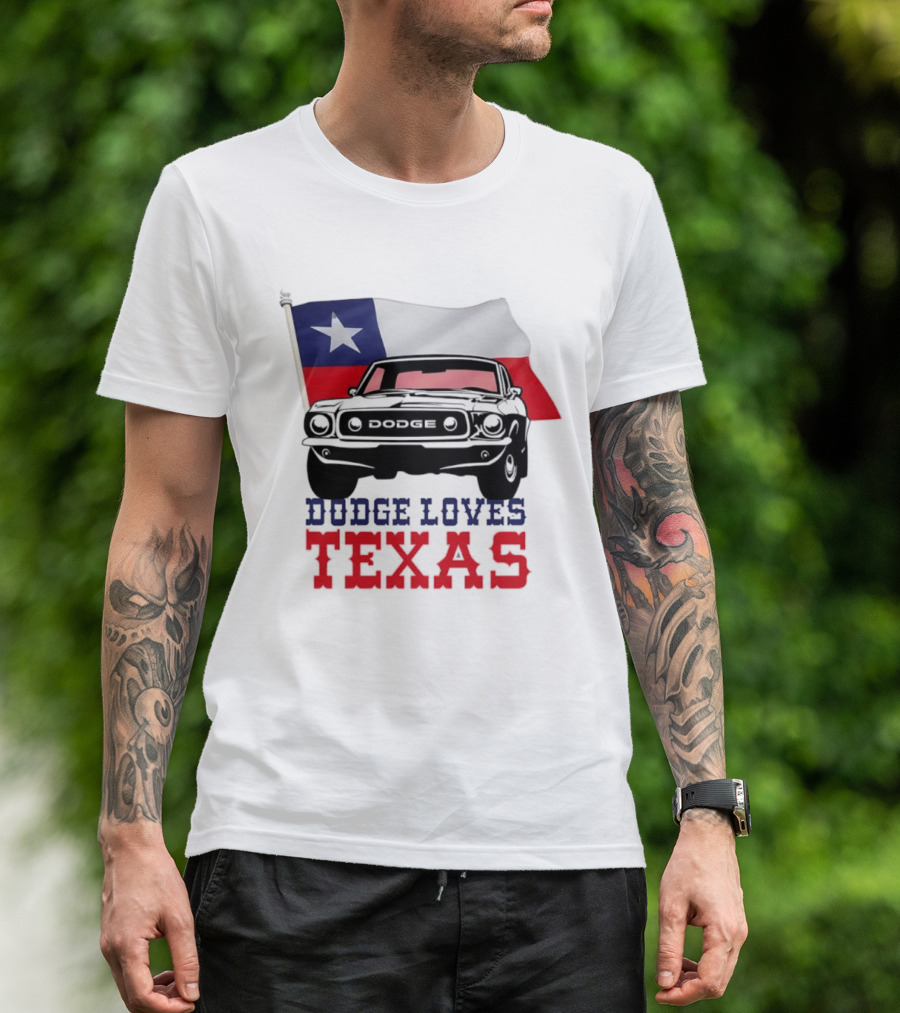 Dodge Loves Texas State Flag Mustang T-Shirt