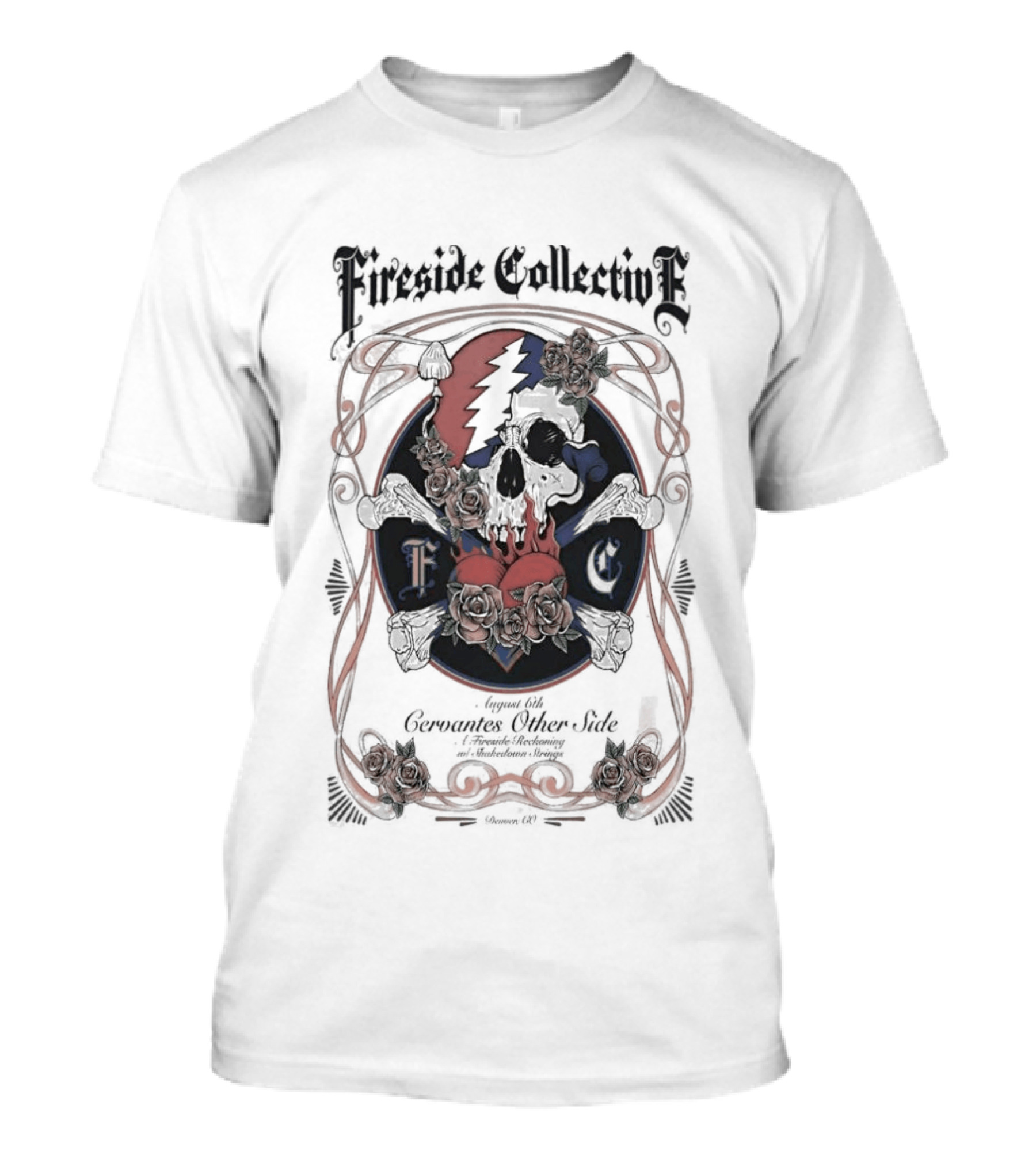 Fireside Collective Denver August 6 2026 Skull Flowers Lightning Bolt T-Shirt
