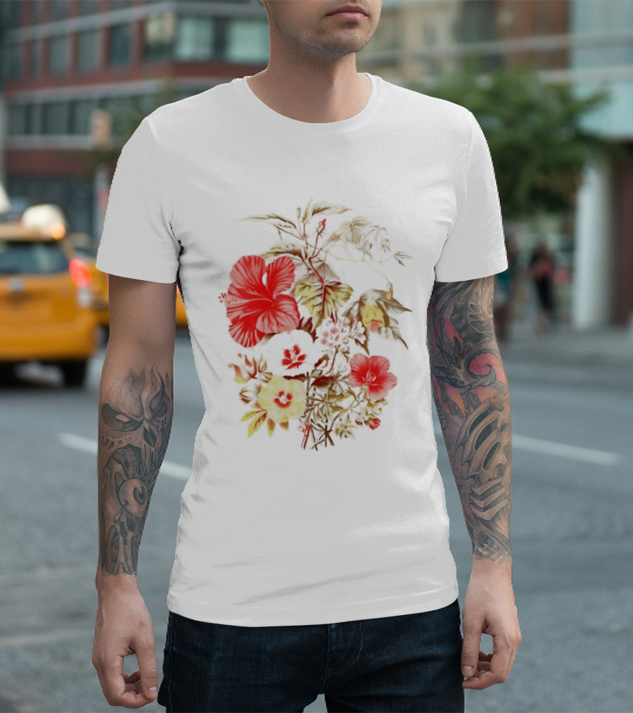 Hibiscus Mallow Cotton Floral Blossoms T-Shirt
