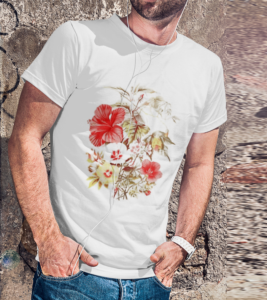 Hibiscus Mallow Cotton Floral Blossoms T-Shirt