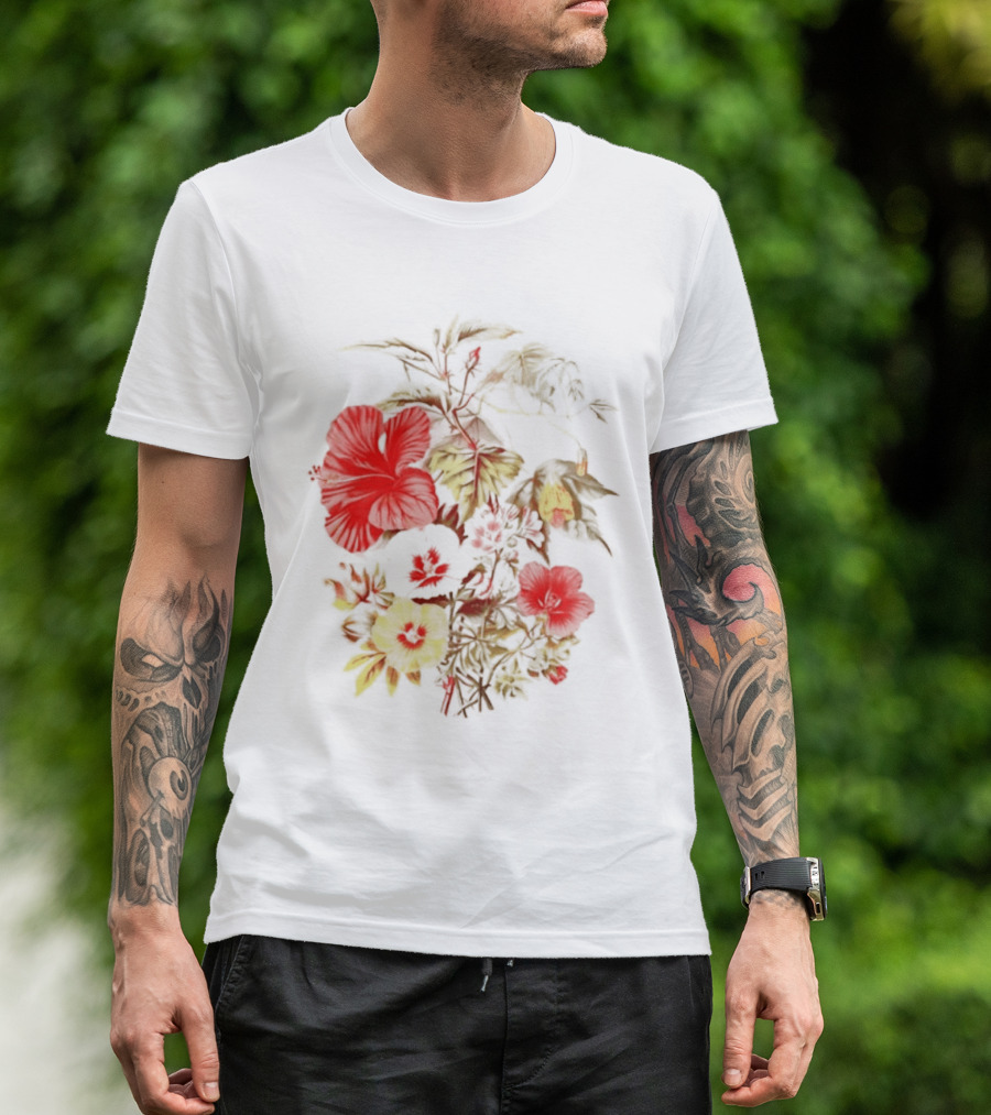 Hibiscus Mallow Cotton Floral Blossoms T-Shirt