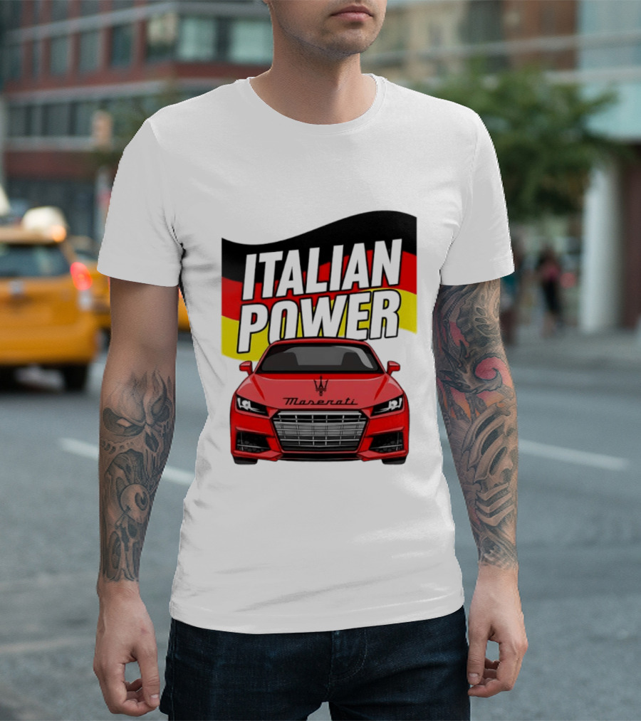 Maserati Italian Power German Flag Car T-Shirt