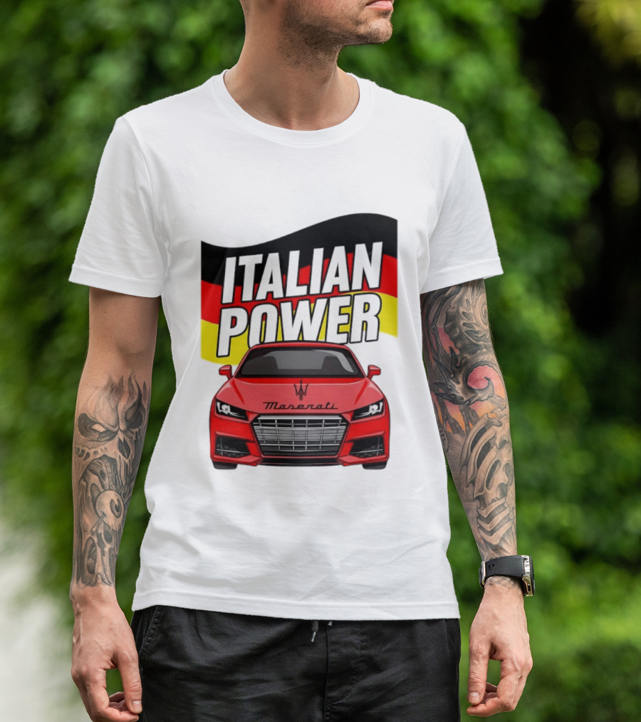 Maserati Italian Power German Flag Car T-Shirt