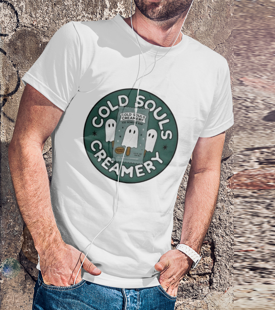 Cold Souls Creamery Ice Scream Bar Boo Nilla Ghost Ice Cream T-Shirt