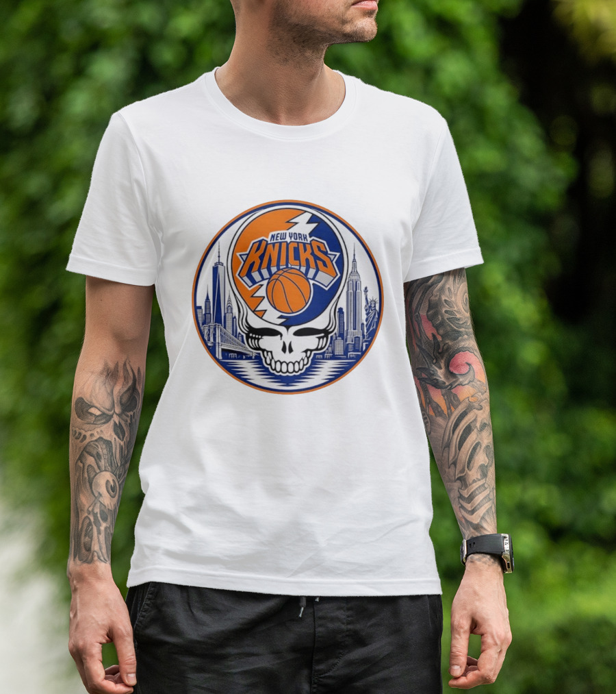 New York Knicks Grateful Dead Skyline Basketball T-Shirt