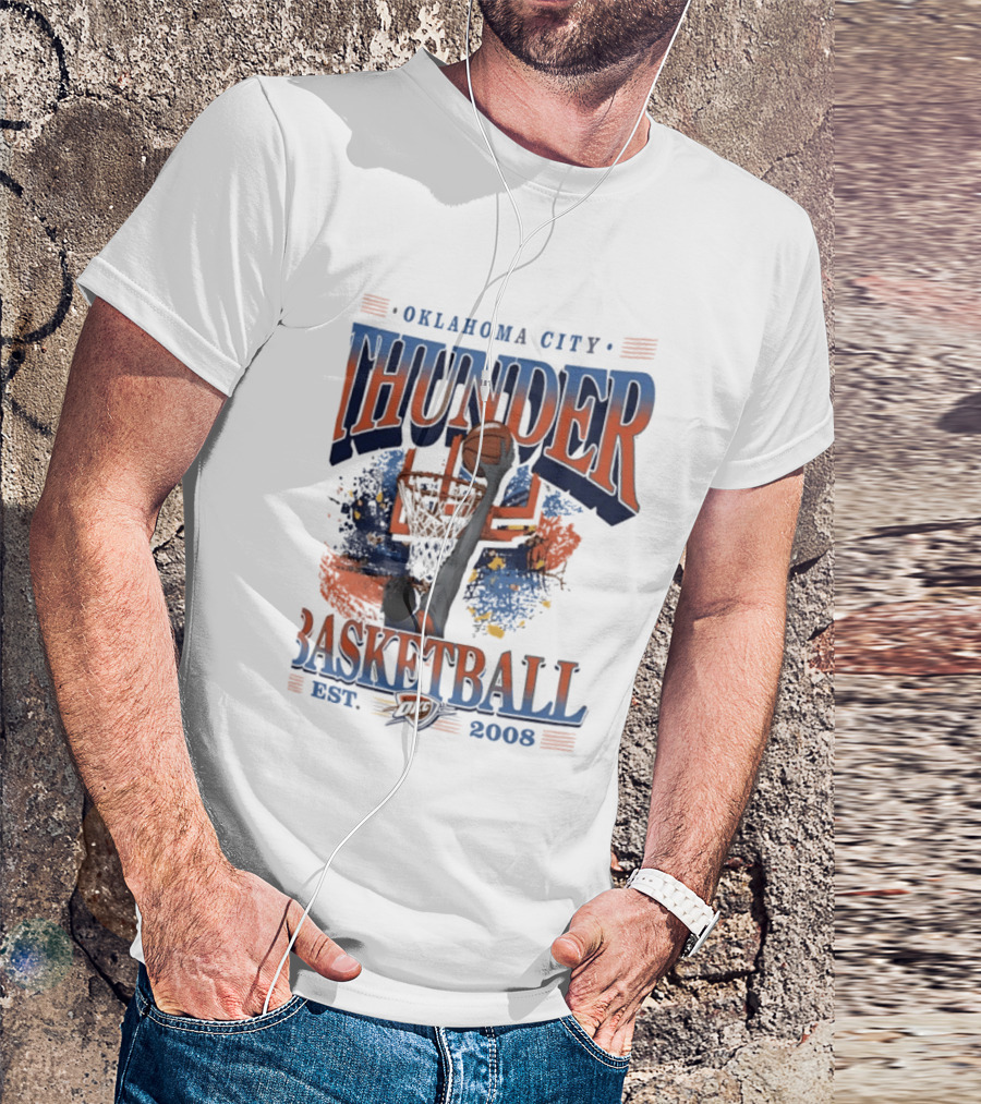 Oklahoma City Thunder Basketball Est 2008 OKC Slam Dunk Hoop T-Shirt