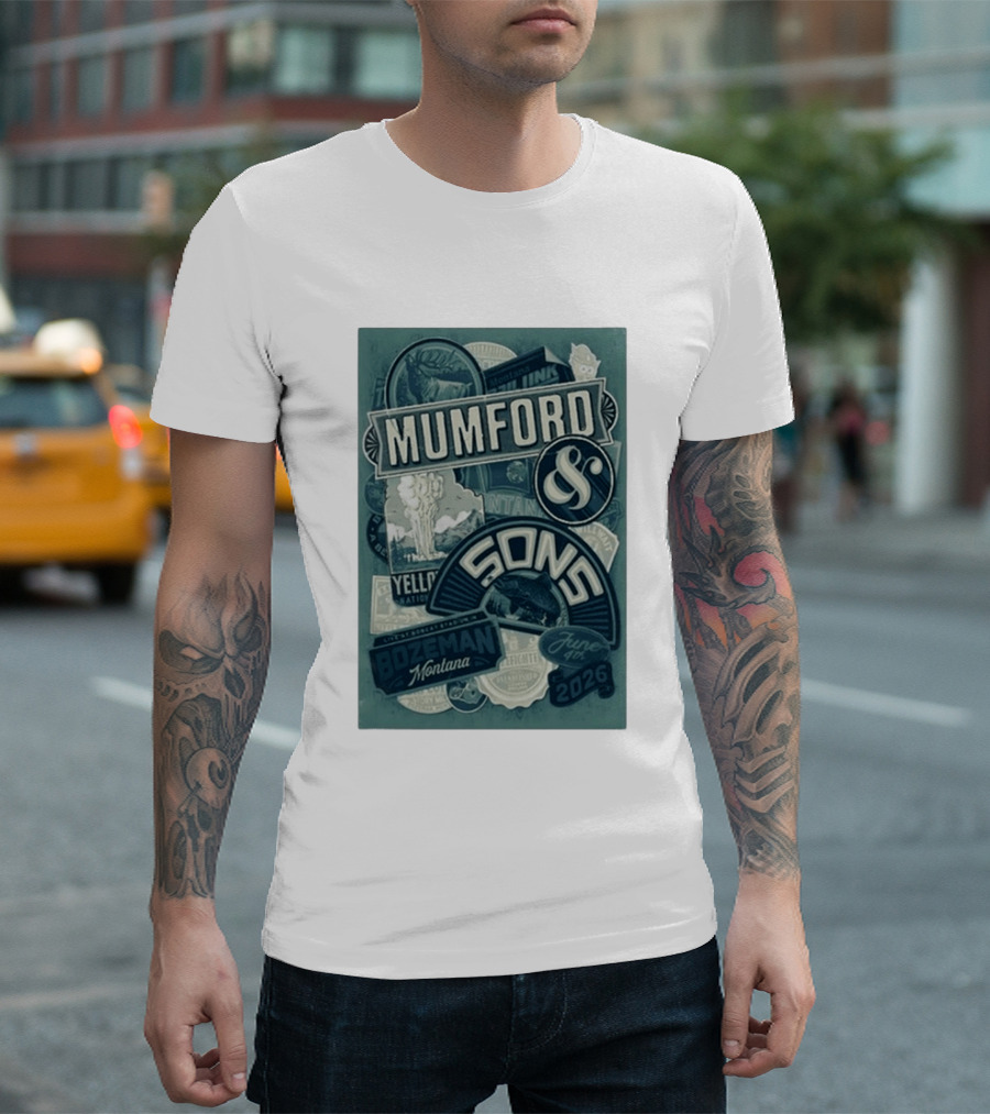 Mumford & Sons Bozeman Montana June 4 2026 Bobcat Stadium Yellowstone National Park T-Shirt
