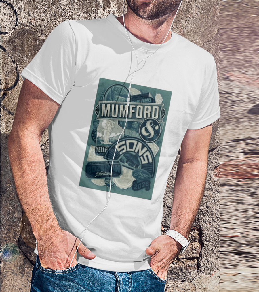 Mumford & Sons Bozeman Montana June 4 2026 Bobcat Stadium Yellowstone National Park T-Shirt