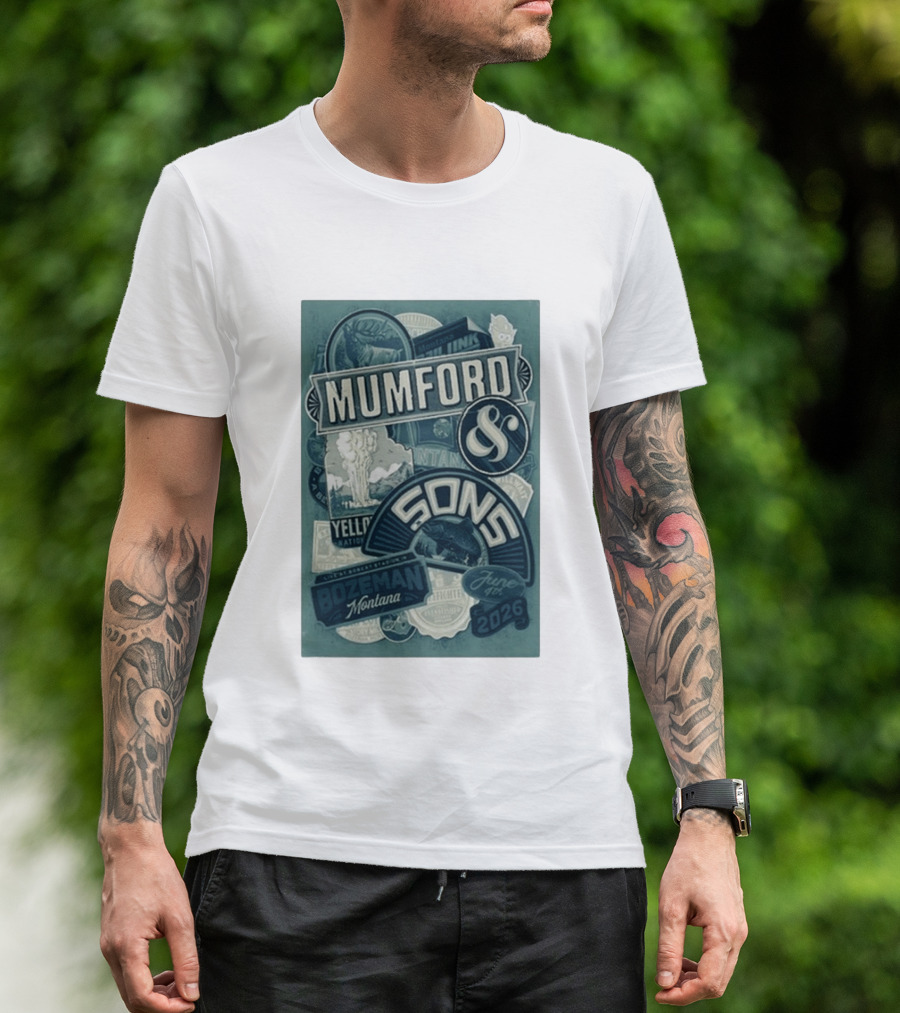 Mumford & Sons Bozeman Montana June 4 2026 Bobcat Stadium Yellowstone National Park T-Shirt