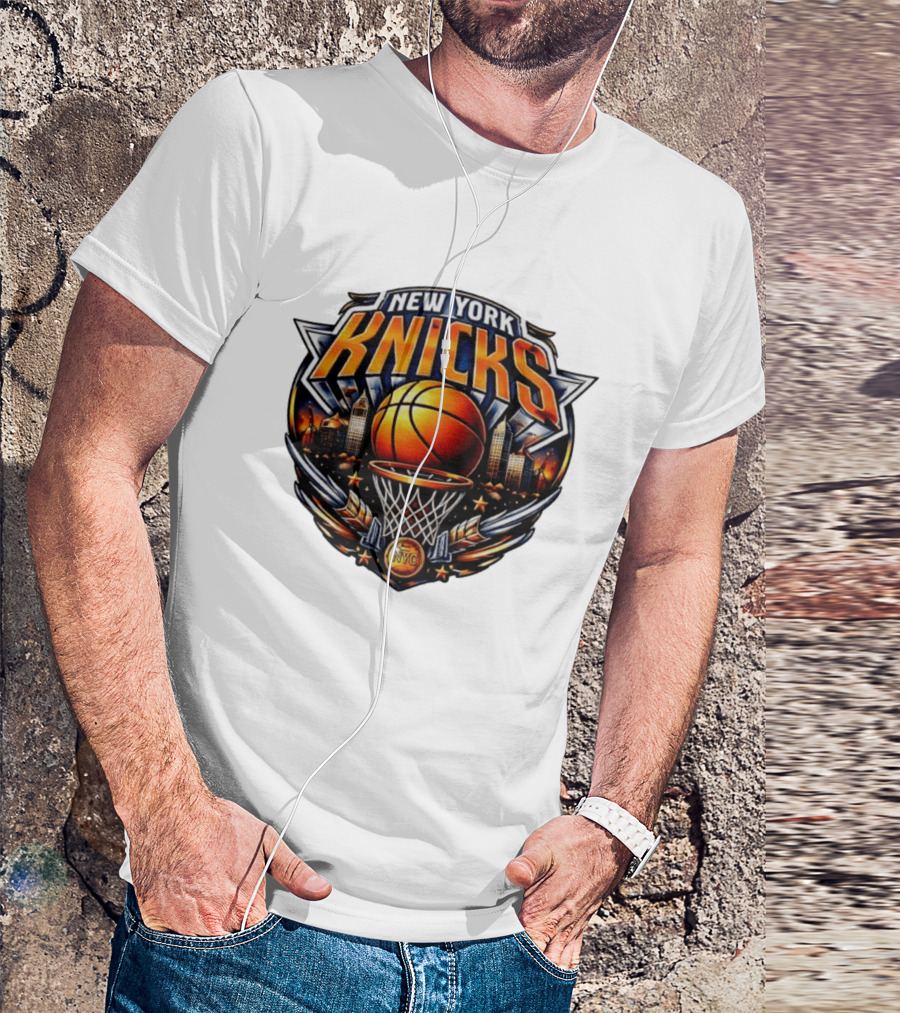 New York Knicks Basketball NYC Skyline Hoops T-Shirt