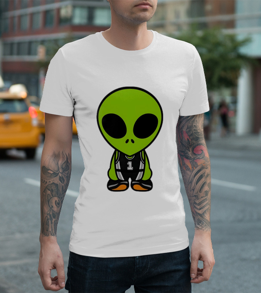 Alien Victor Wembanyama Cartoon Basketball Number 1 T-Shirt