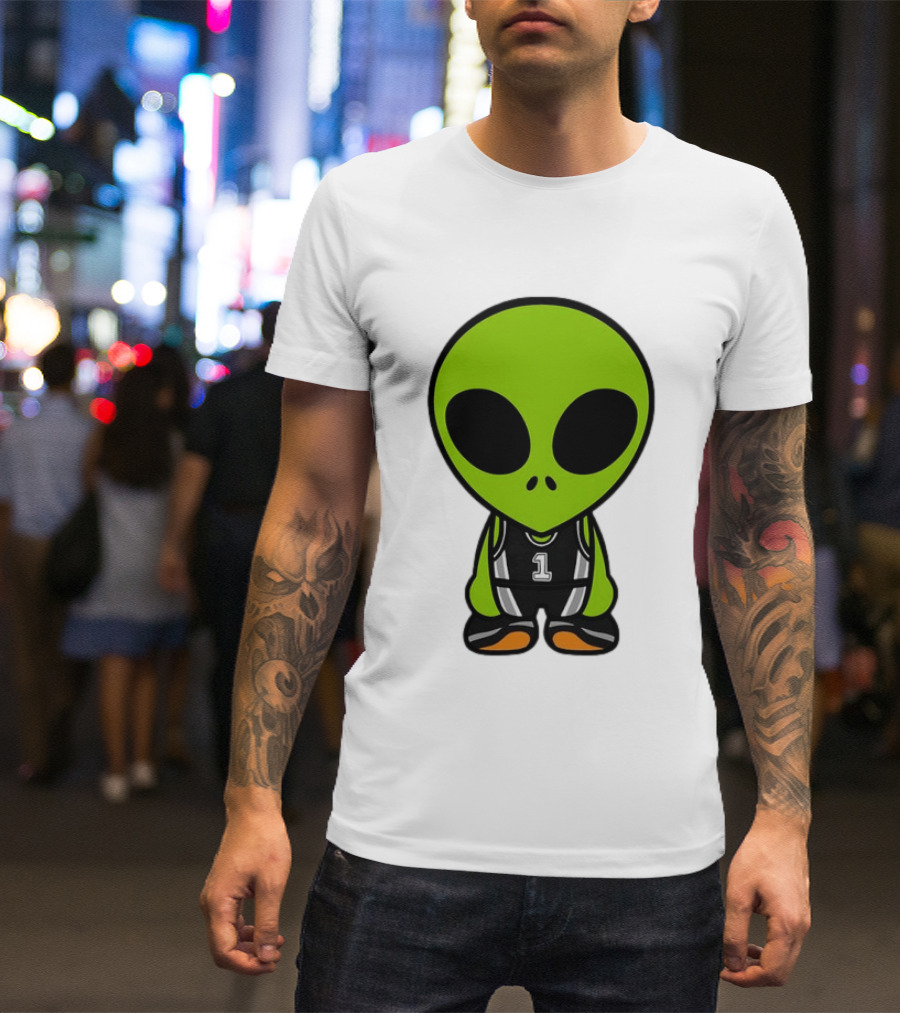 Alien Victor Wembanyama Cartoon Basketball Number 1 T-Shirt