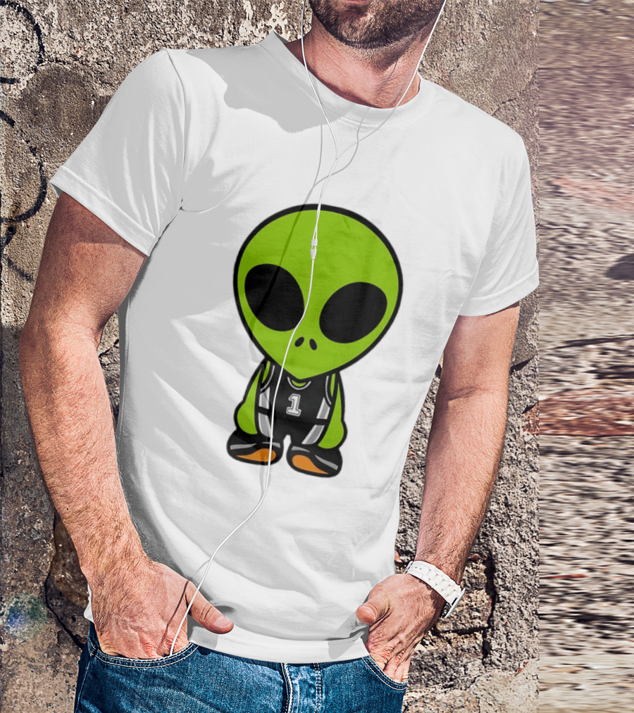 Alien Victor Wembanyama Cartoon Basketball Number 1 T-Shirt