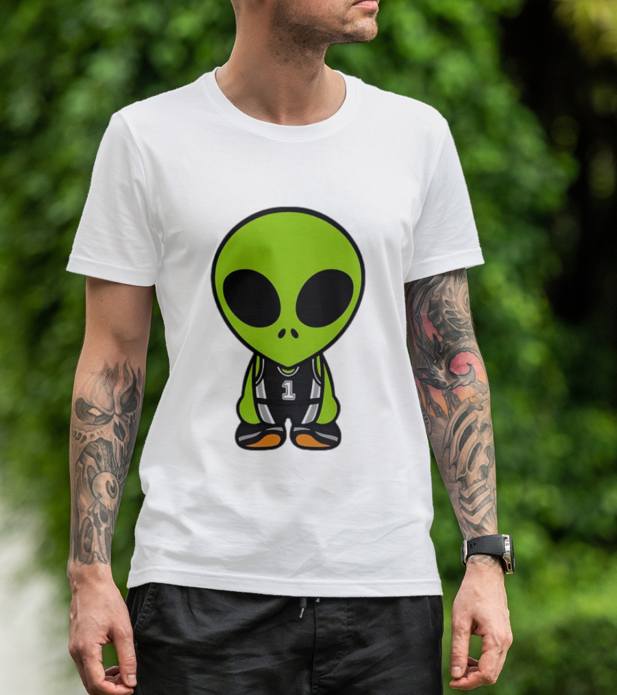 Alien Victor Wembanyama Cartoon Basketball Number 1 T-Shirt